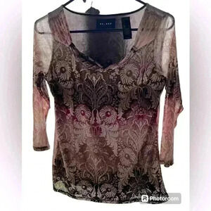 Axcess By Liz Claiborne Sexy & Sheer Womens Sz Sm Floral Blouse